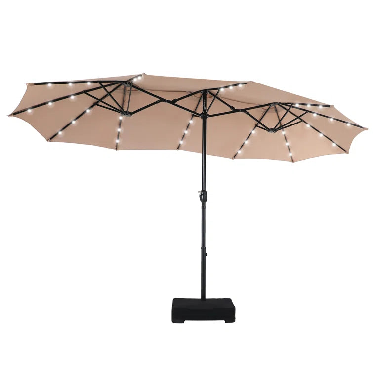 in store patio umbrella hoe Rectangular Lighted Market Umbrella with Weighted Base – Home and Outdoor Store
